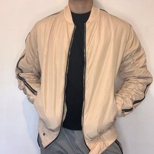Beige Mens Bomber Jacket
